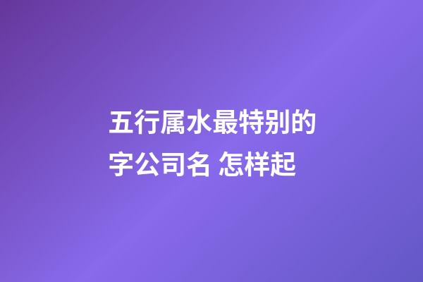 五行属水最特别的字公司名 怎样起-第1张-公司起名-玄机派